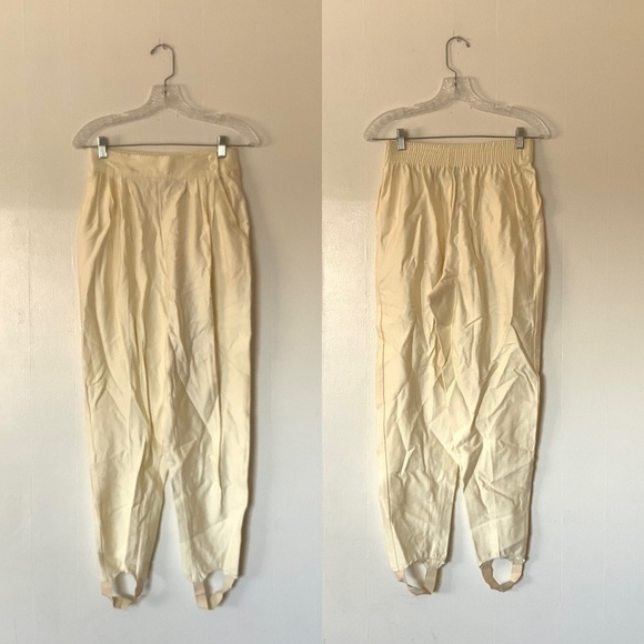 𝅺VINTAGE 80s Barrie Stephen's Cream Stirrup Pants - Picture 1 of 5